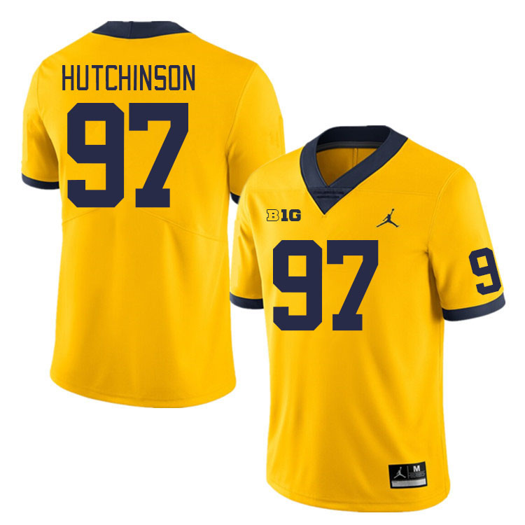 Michigan Wolverines #97 Aidan Hutchinson College Football Jerseys Stitched Sale-Maize